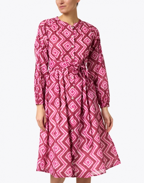 Banjanan - Olympia Red and Pink Zig Zag Cotton Dress