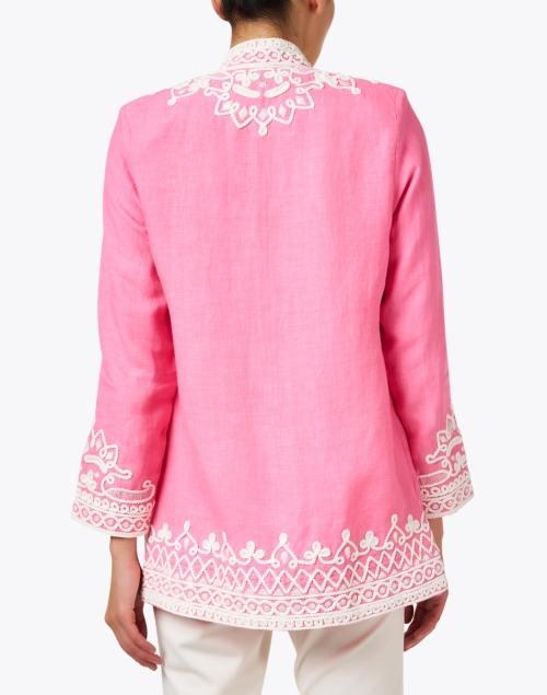 Back image - Bella Tu - Ceci Pink Embroidered Linen Jacket