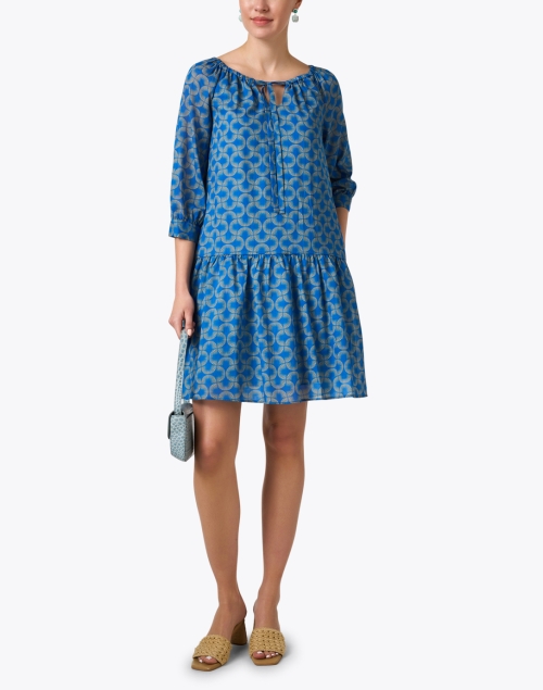 Blue Geometric Print Dress