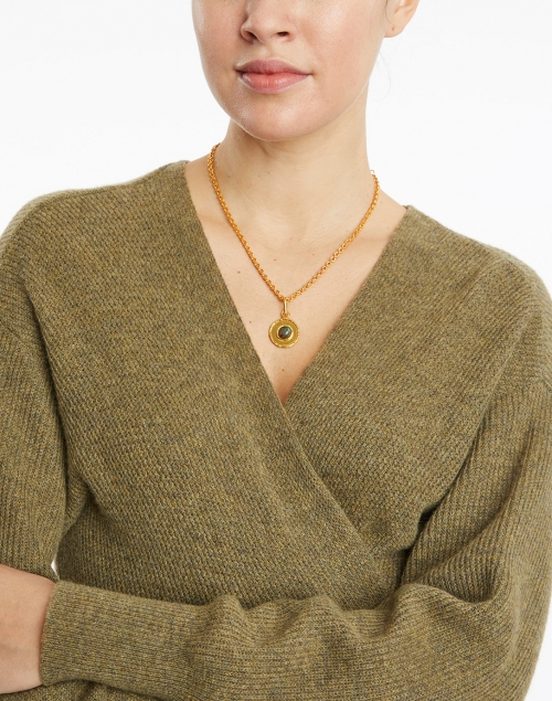 Sylvia Toledano - Labradorite Medallion Gold Pendant Necklace  