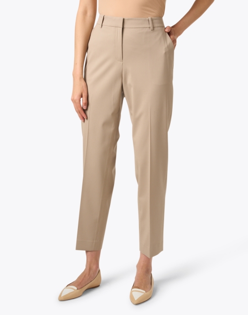 Front image - Lafayette 148 New York - Clinton Taupe Wool Ankle Pant