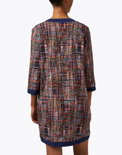 Back image - Jude Connally - Beatrice Navy Tweed Print Dress