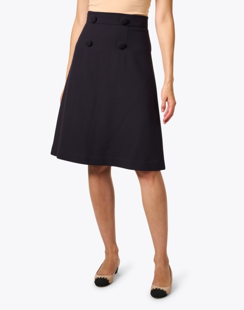 Front image - Jane - Olive Soft Black Wool Skirt