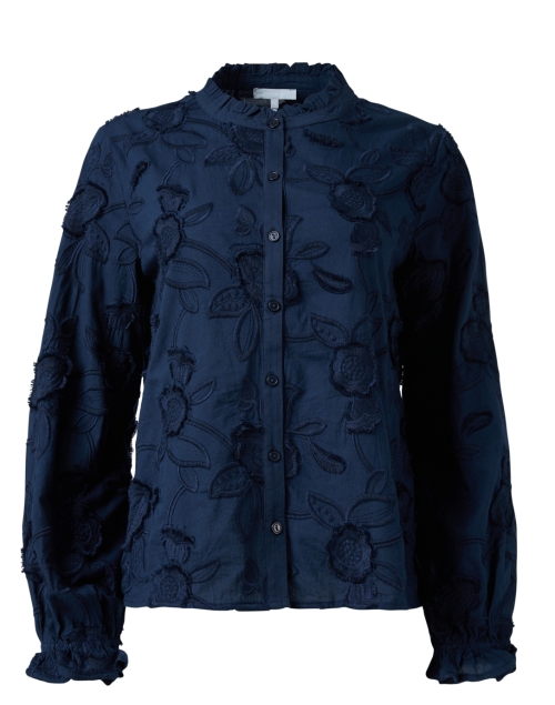Product image - Hinson Wu - Nicola Navy Embroidered Floral Blouse