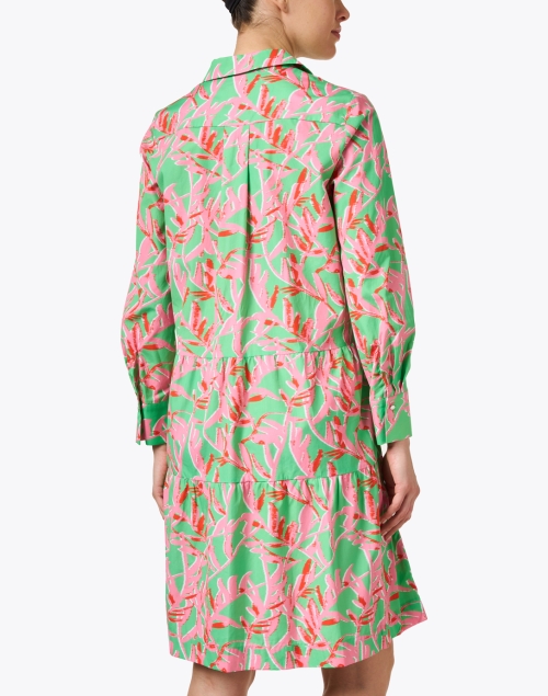 Back image - Marc Cain - Pink and Green Print Cotton Dress