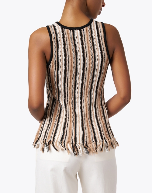 Back image - White + Warren - Neutral Striped Knit Cotton Tank