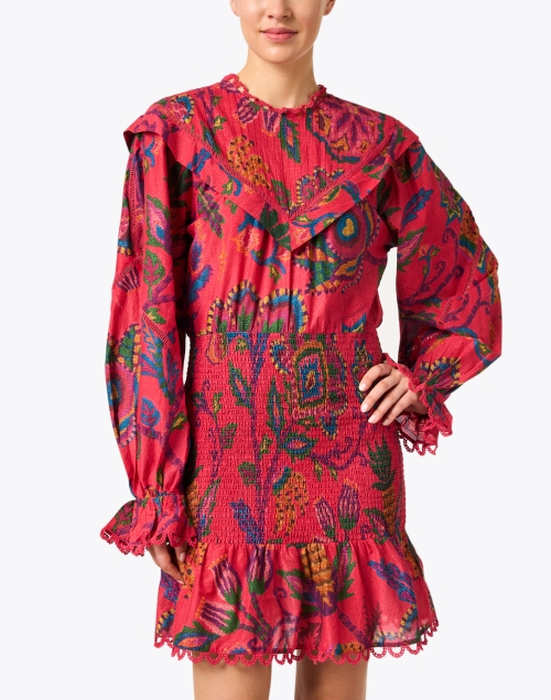 Front image - Farm Rio - Red Print Cotton Mini Dress