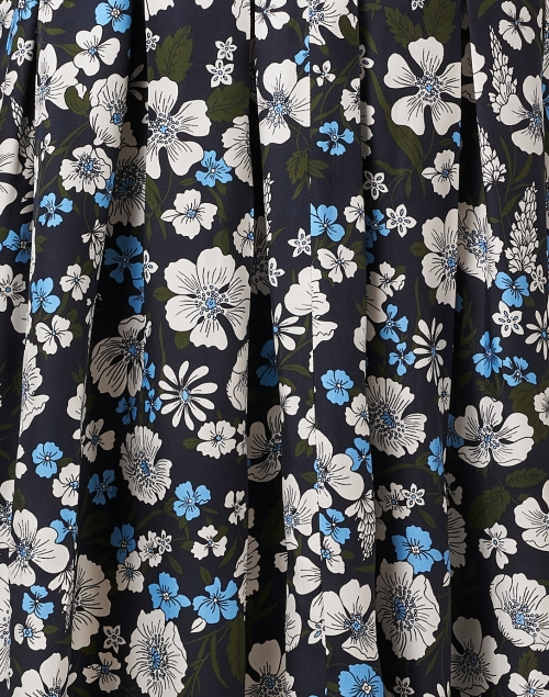 Fabric image - Veronica Beard - Norris Navy Floral Printed Skirt