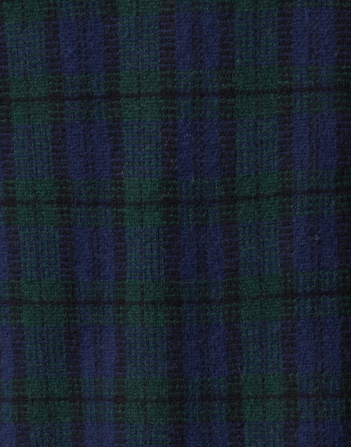 Fabric image - Jumper 1234 - Navy and Green Tartan Wool Cashmere Cardigan
