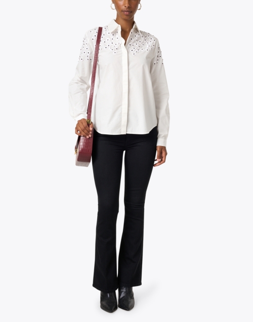 Margot White Embellished Cotton Shirt