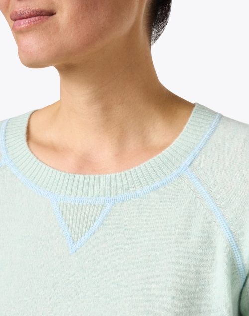 Extra_1 image - Kinross - Mint Green Cashmere Contrast Stitch Sweatshirt