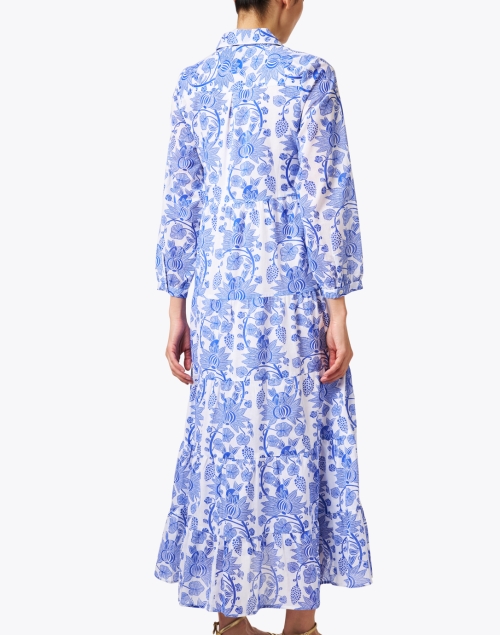 Back image - Ro's Garden - Jinette Blue and White Print Dress