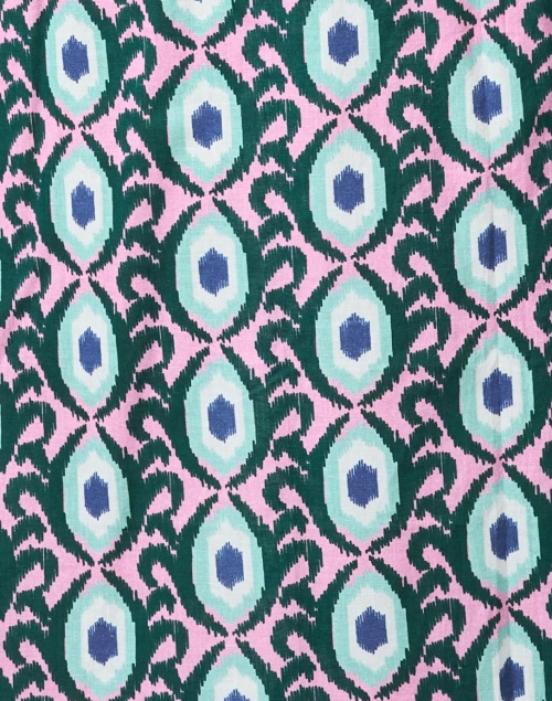 Fabric image - Bella Tu - Pink and Green Print Beaded Cotton Kaftan Dress