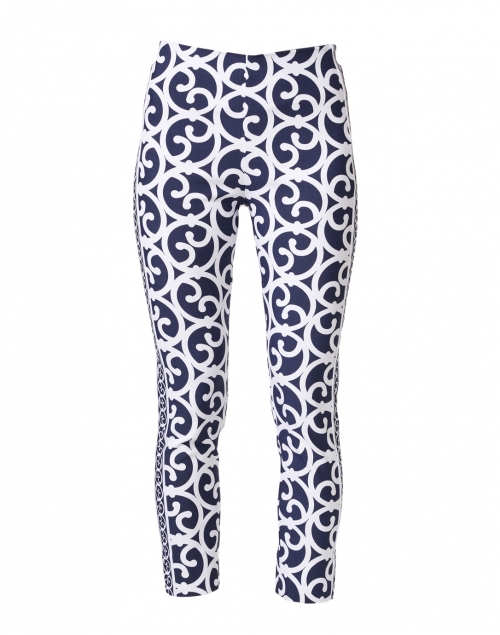 Gretchen Scott - Navy and White Scroll Printed Pull On Pant