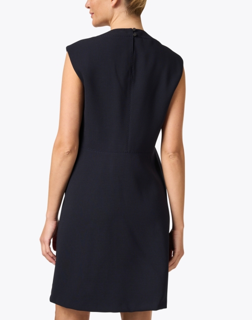 Back image - Lafayette 148 New York - Navy Wool Shift Dress