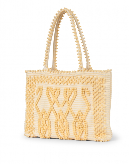 Front image - Casa Isota - Ava Yellow Geo Woven Cotton Shoulder Bag