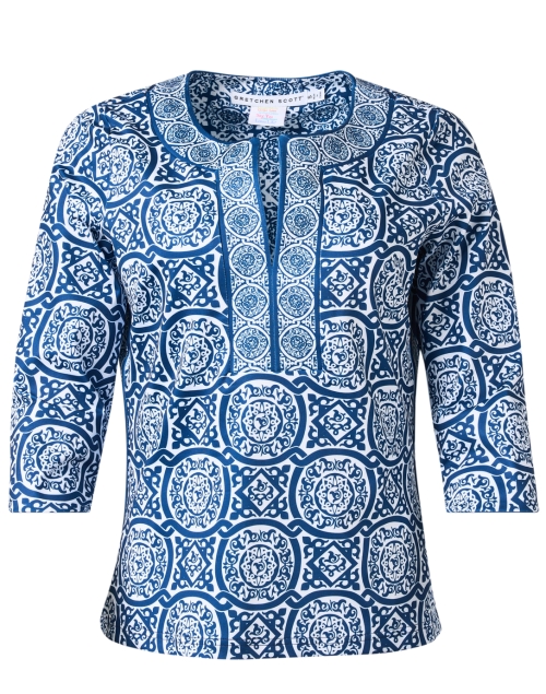 Product image - Gretchen Scott - Navy and White Print Tunic Top