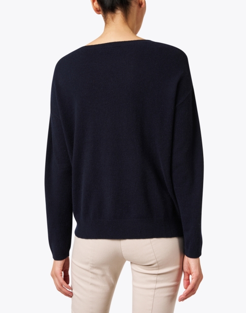Back image - Repeat Cashmere - Navy Chevron Cashmere Sweater
