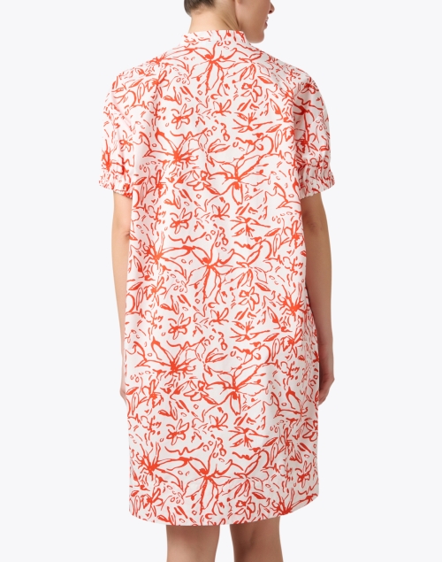 Back image - Rosso35 - Orange and White Floral Cotton Dress