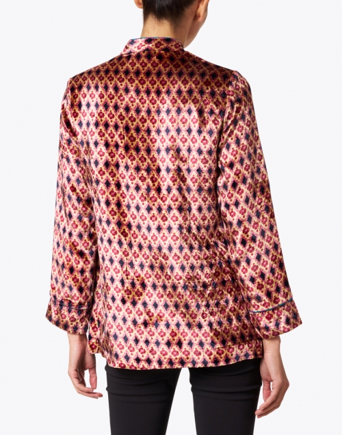 Lisa Corti - Arushi Gold and Pink Geo Print Velvet Jacket
