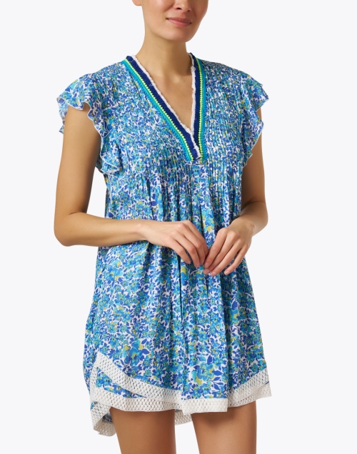Front image - Poupette St Barth - Sasha Blue Floral Mini Dress