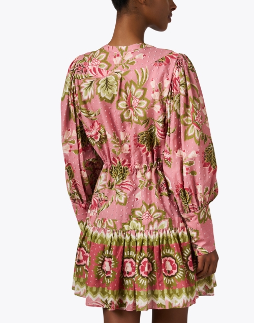 Back image - Farm Rio - Aura Pink and Green Print Dress