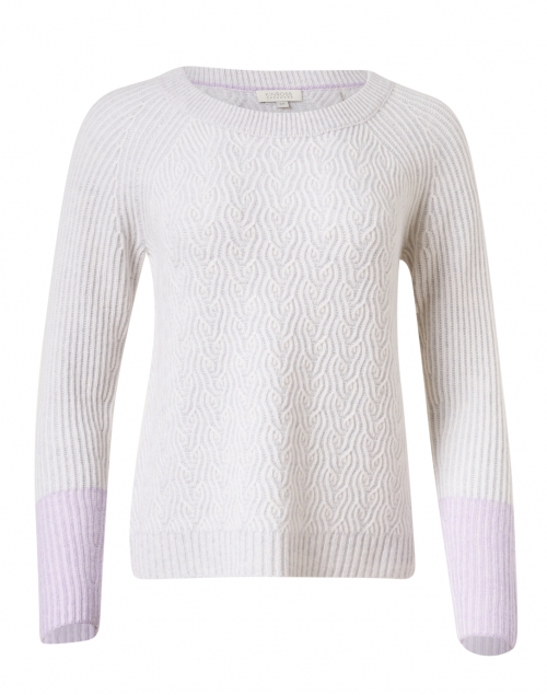 Kinross - Grey and Lavender Plaited Cashmere Sweater