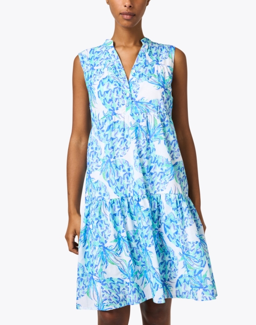 Front image - Vilagallo - Marcella Blue Print Cotton Dress
