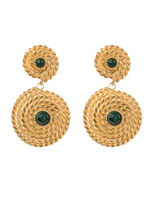 Gas Bijoux - Lucky Green Stoned Gold Drop Earrings