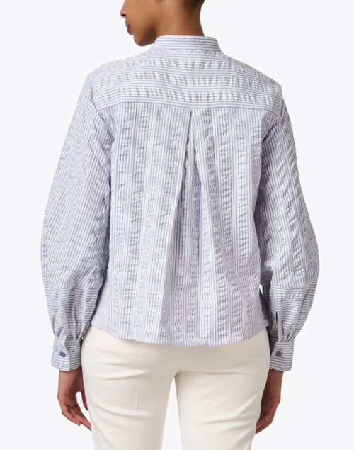 Back image - Piazza Sempione - Blue Striped Cotton Shirt