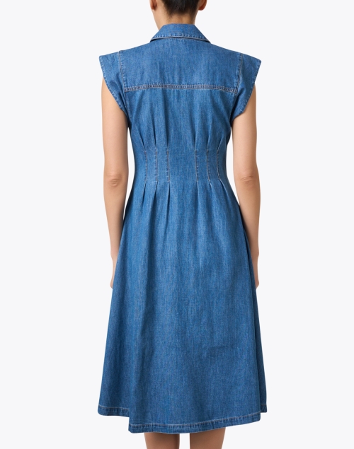 Back image - Veronica Beard - Ruben Blue Denim Shirt Dress