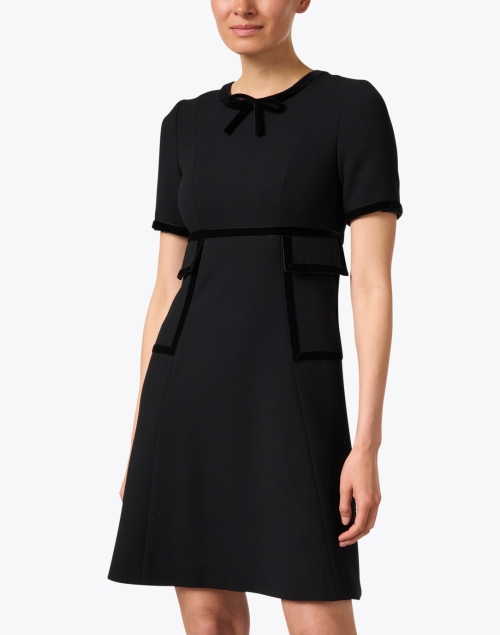 Front image - Jane - Opaline Black Wool Crepe Dress
