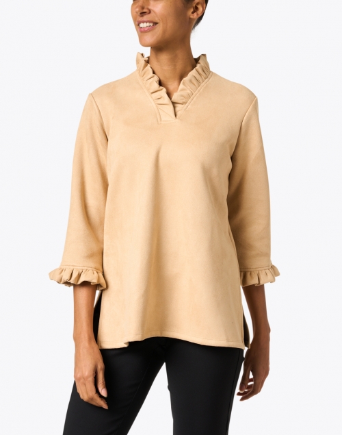 Jude Connally - Cora Camel Faux Suede Ruffled Top