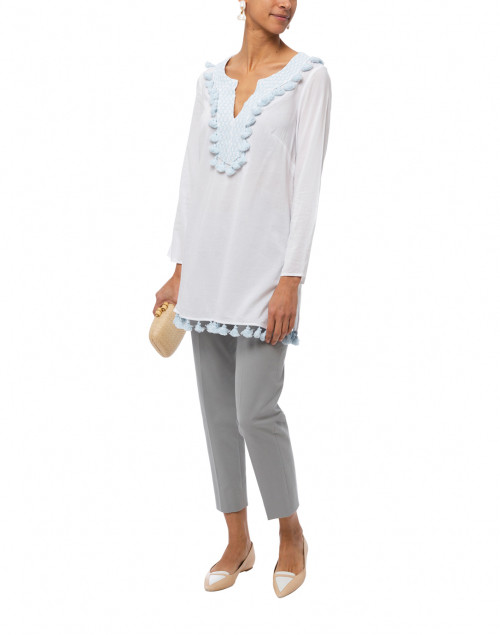 White Embroidered Cotton Tunic Top