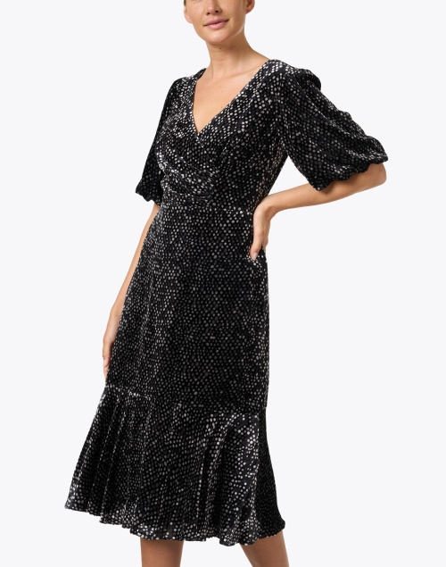 Front image - Shoshanna - Colette Black Velvet Dot Dress