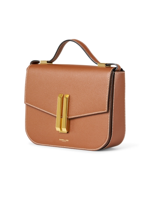 Front image - DeMellier - Vancouver Brown Contrast Stitch Crossbody Bag