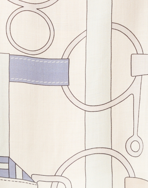 Fabric image - Rani Arabella - Firenze Blue Silk Cashmere Saddle Print Poncho