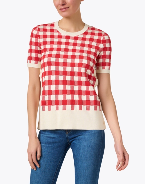 Front image - Joseph - Red and White Gingham Sweater