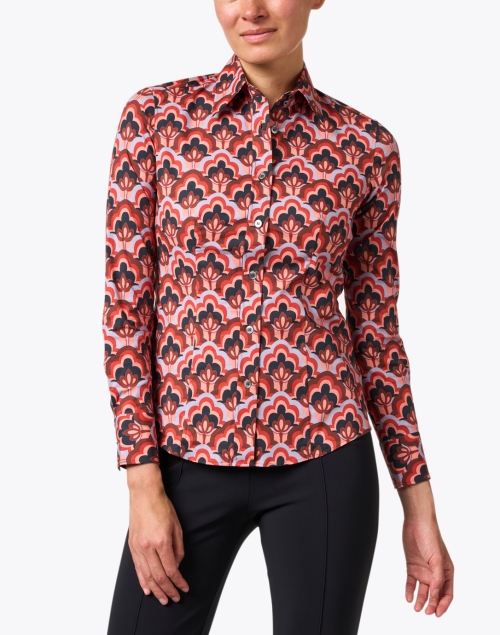 Front image - Caliban - Red Multi Print Button Up Shirt