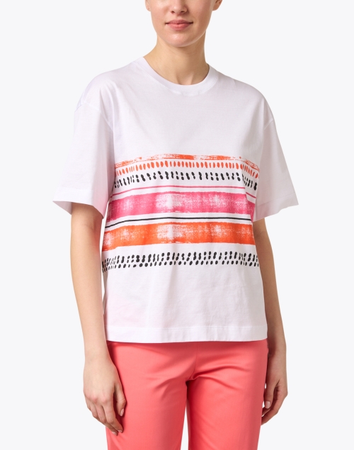 Front image - Piazza Sempione - White Print Cotton T-Shirt