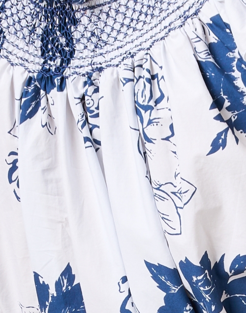 Fabric image - Loretta Caponi - Maria Navy Floral Print Cotton Blouse