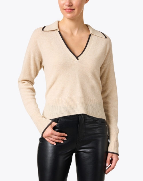 Front image - Veronica Beard - Koko Beige Cashmere Sweater