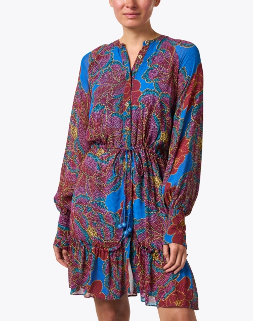 Front image - Farm Rio - Blue and Red Multi Print Dress