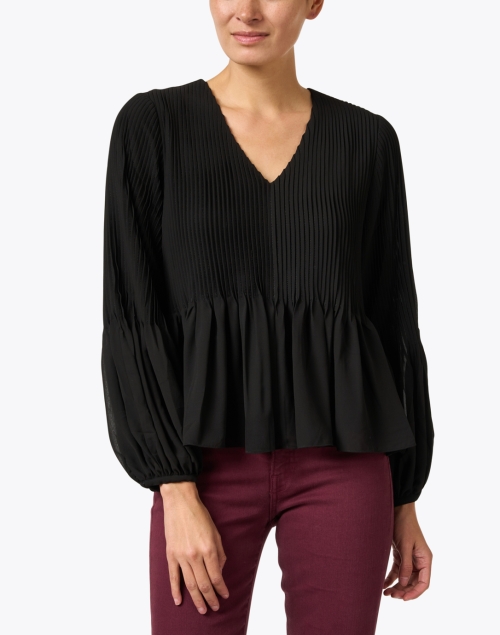 Front image - Ecru - Meester Black Pleated Blouse