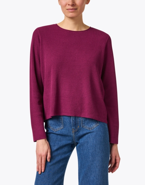Front image - Eileen Fisher - Purple Linen Cotton Top