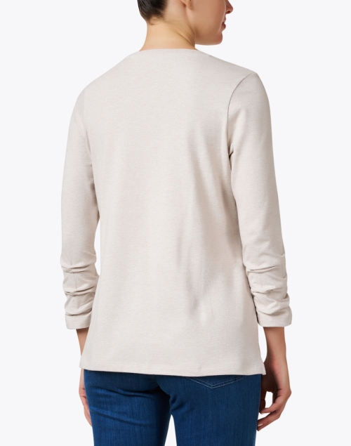 Back image - E.L.I. - Ivory Pima Cotton Ruched Sleeve Tee