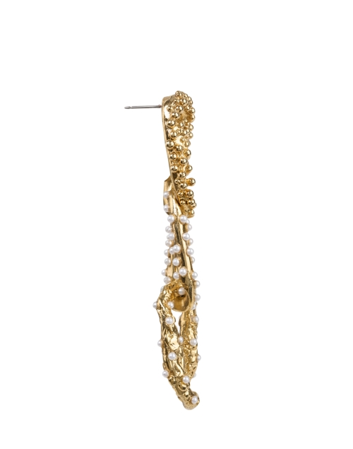 Back image - Oscar de la Renta - Pearl and Gold Link Drop Earrings