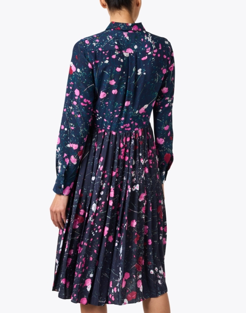 Back image - Sara Roka - Helia Navy Multi Print Dress