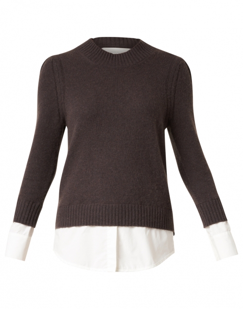 Brochu Walker - Eton Brown Wool Cashmere Sweater with White Underlayer