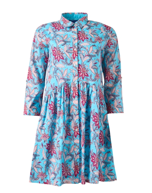 Product image - Ro's Garden - Deauville Blue and Pink Print Shirt Dress